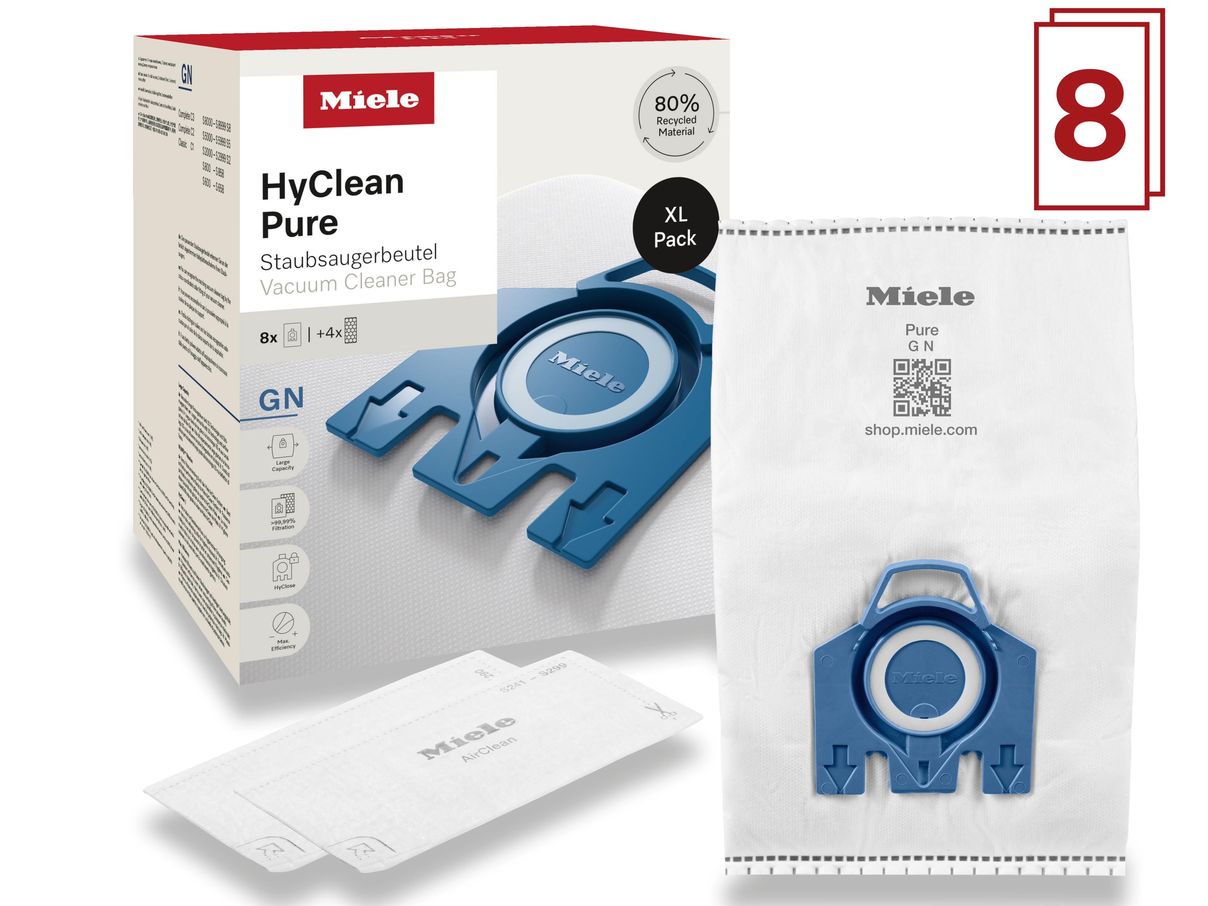 8 prachových sáčků za speciální cenu Miele GN XL HyClean Pure