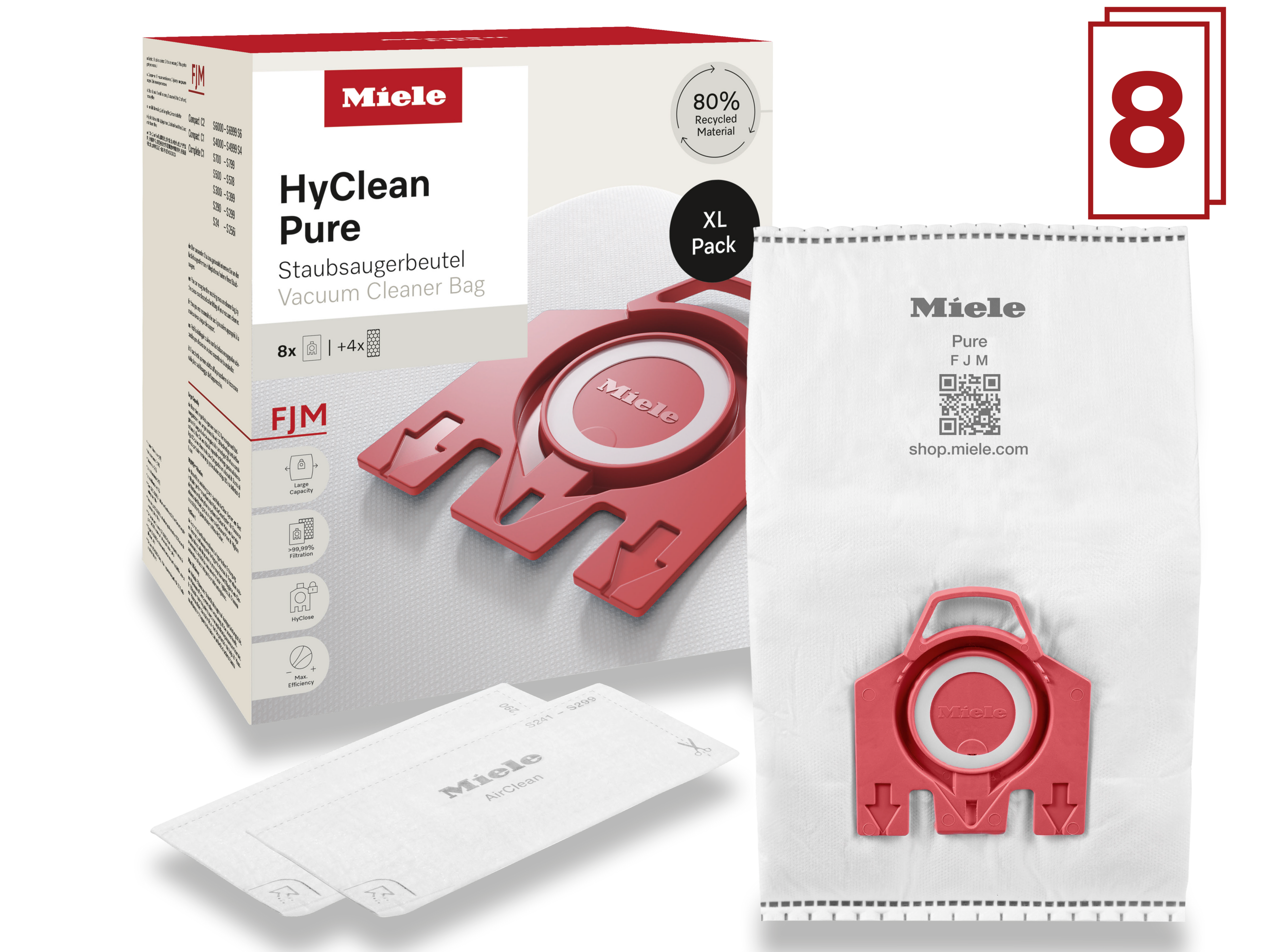 8 prachových sáčků za speciální cenu Miele FJM XL HyClean Pure