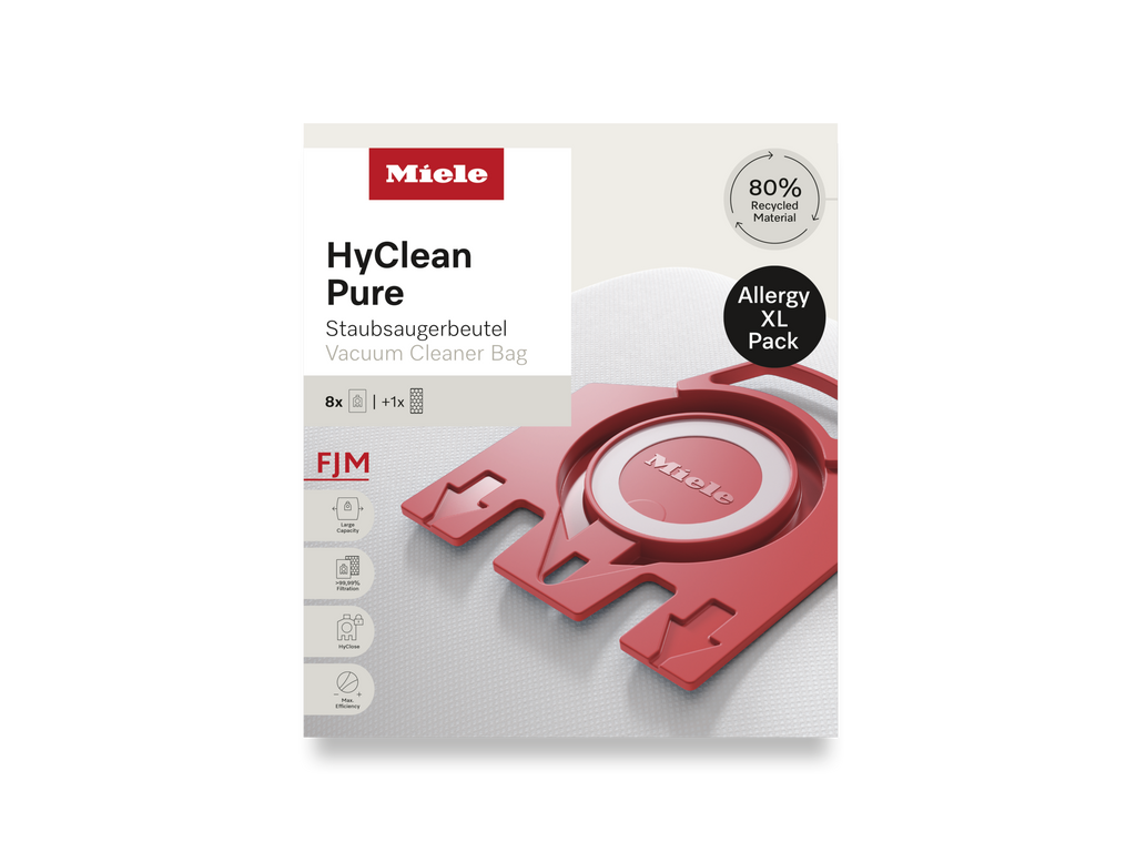 8 prachových sáčků a filtr HEPA za speciální cenu Miele FJM Allergy XL HyClean Pure