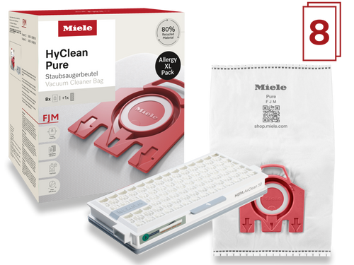 8 prachových sáčků a filtr HEPA za speciální cenu Miele FJM Allergy XL HyClean Pure