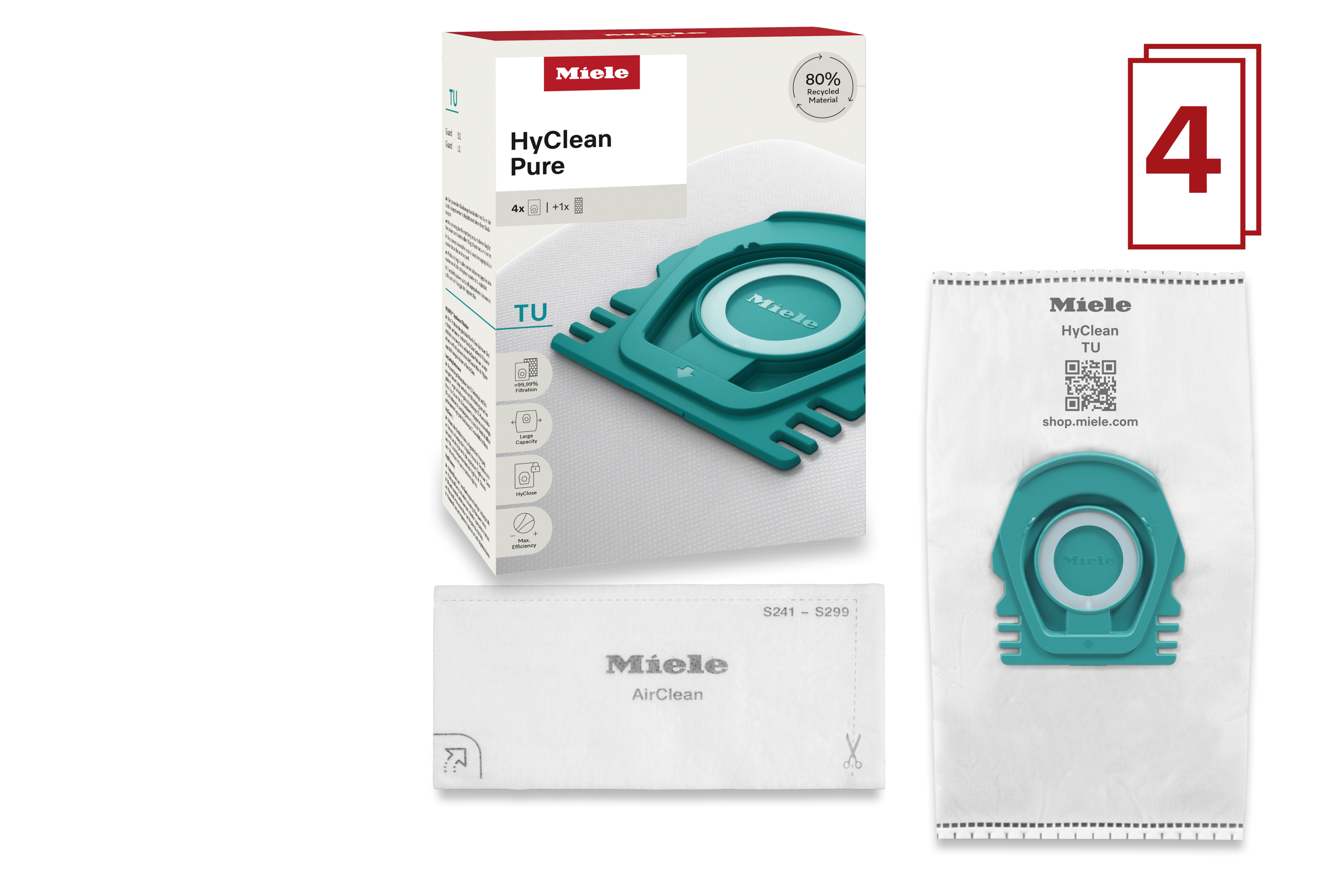 4 prachové sáčky Miele TU HyClean Pure
