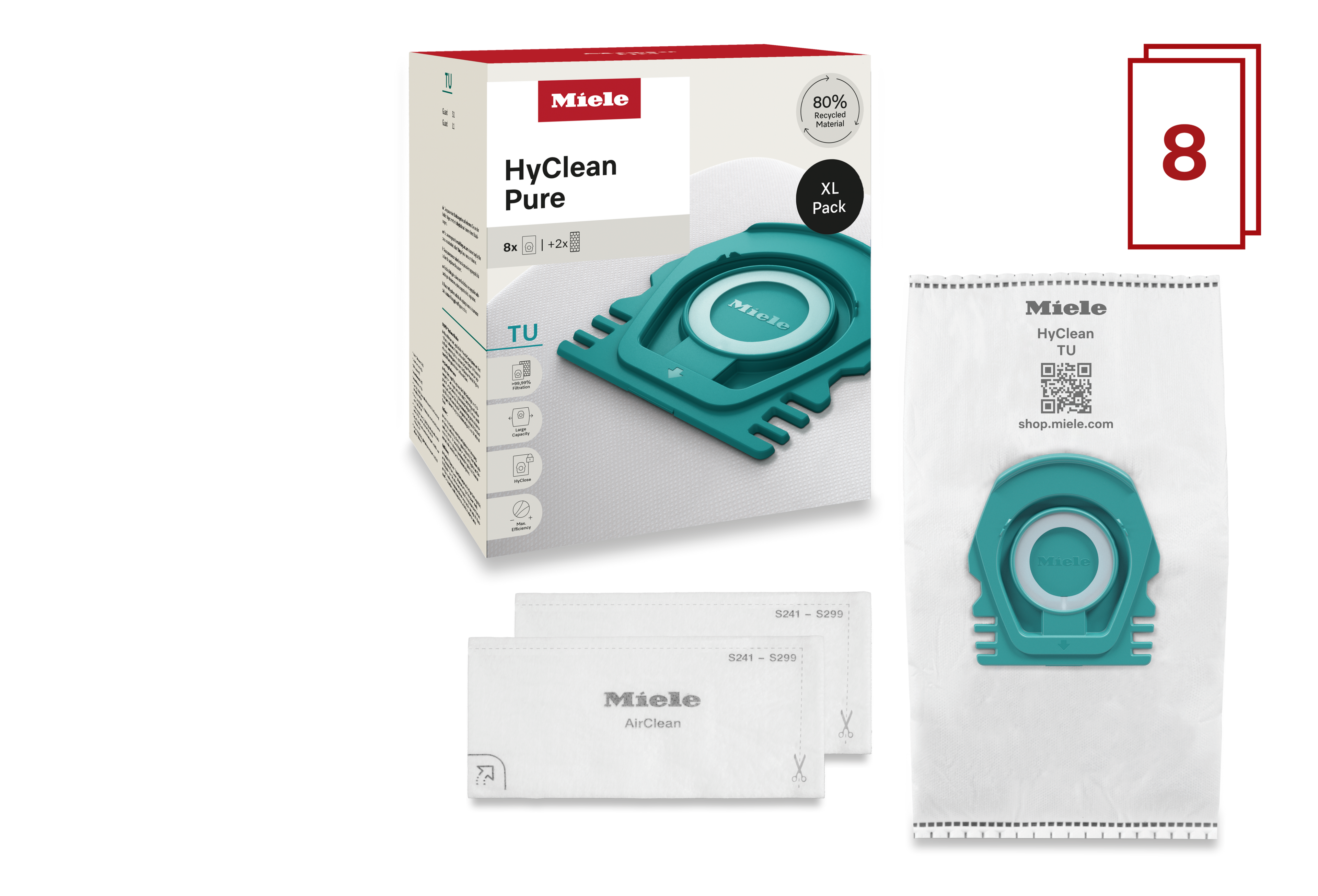 8 prachových sáčků za speciální cenu Miele TU XL HyClean Pure