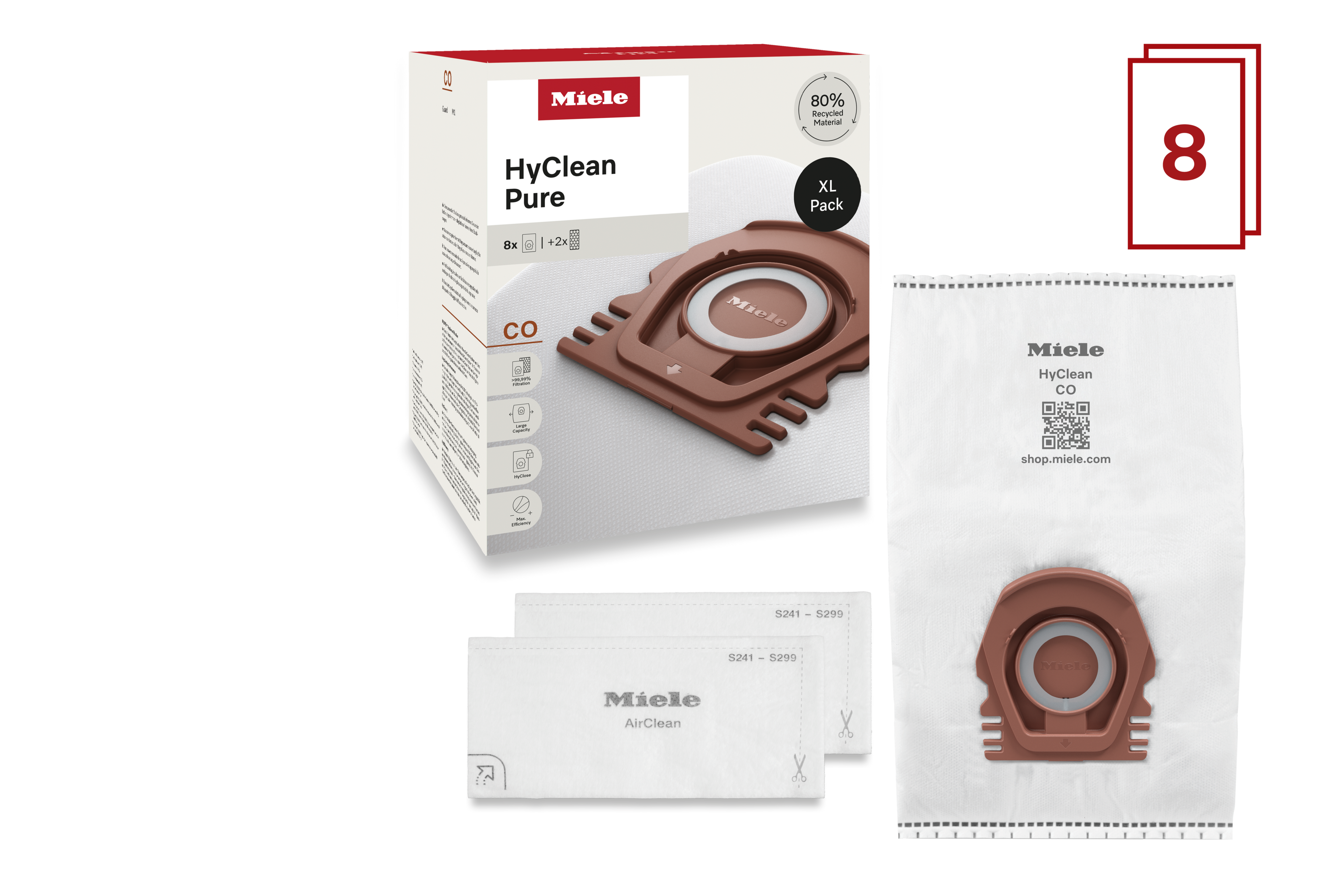 8 prachových sáčků za speciální cenu Miele CO XL HyClean Pure