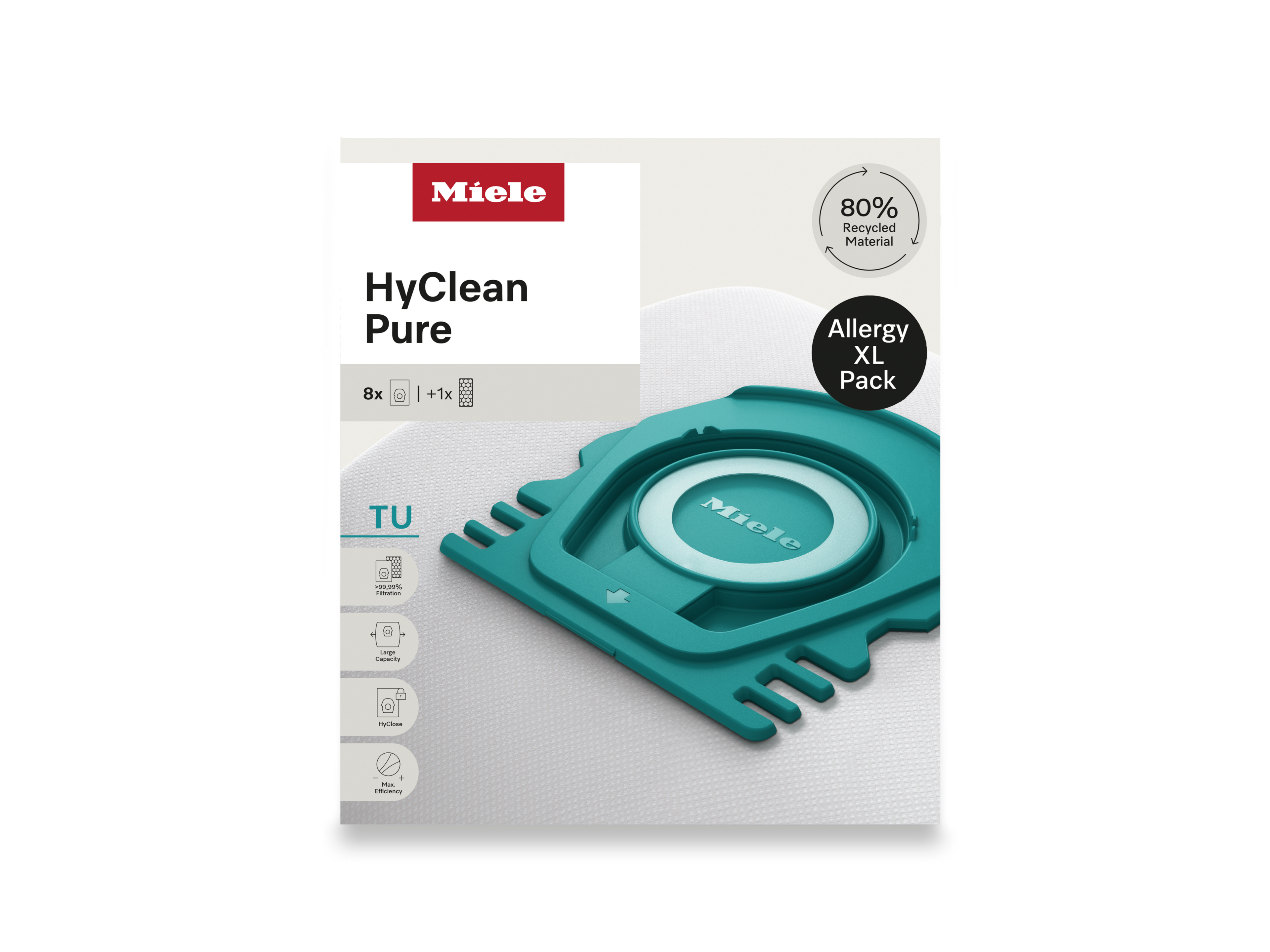 8 prachových sáčků a filtr HEPA za speciální cenu Miele TU Allergy XL HyClean Pure