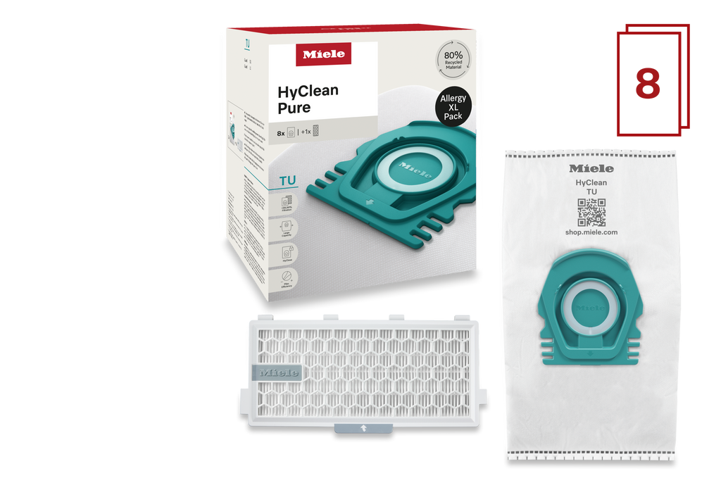8 prachových sáčků a filtr HEPA za speciální cenu Miele TU Allergy XL HyClean Pure