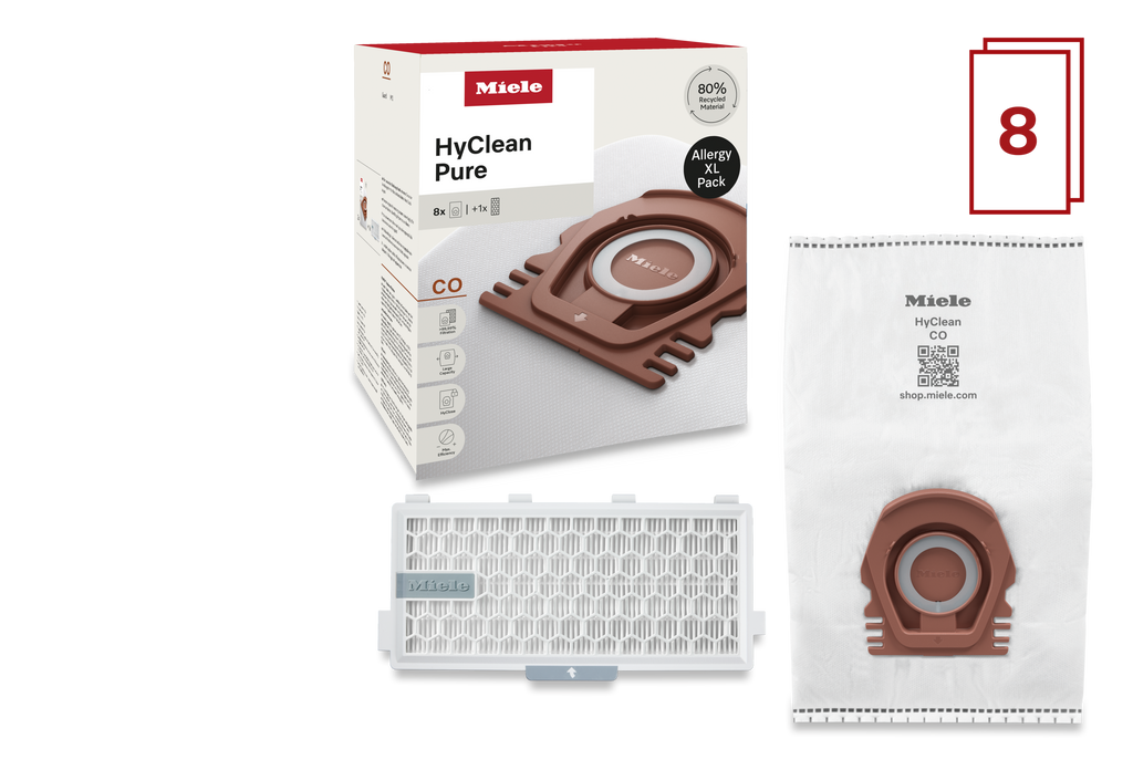 8 prachových sáčků a filtr HEPA za speciální cenu Miele CO Allergy XL HyClean Pure