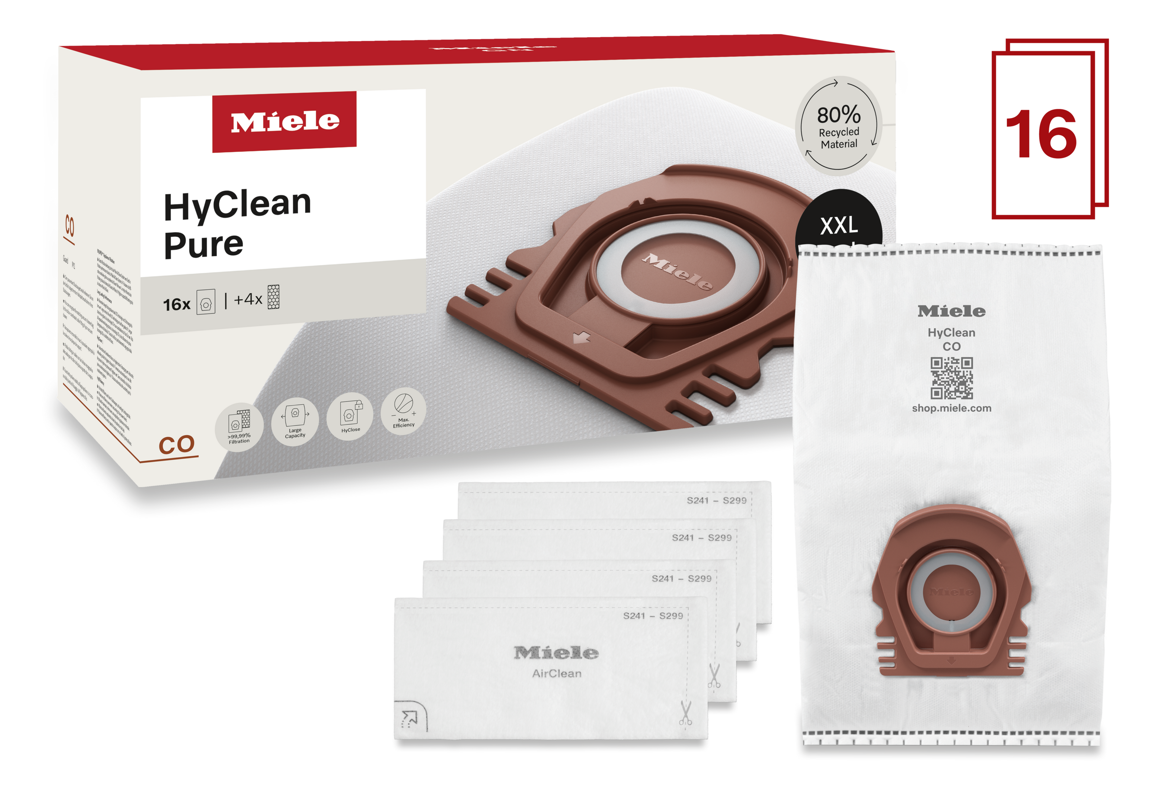 16 prachových sáčků za speciální cenu Miele CO XXL HyClean Pure